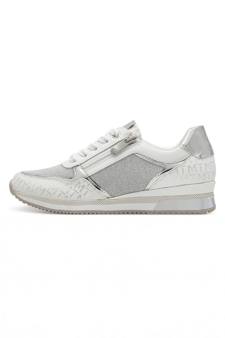 Marco Tozzi White Silver Vegan Trainers 23713 - Experience Boutique
