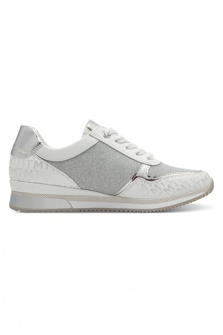 Marco Tozzi White Silver Vegan Trainers 23713 - Experience Boutique