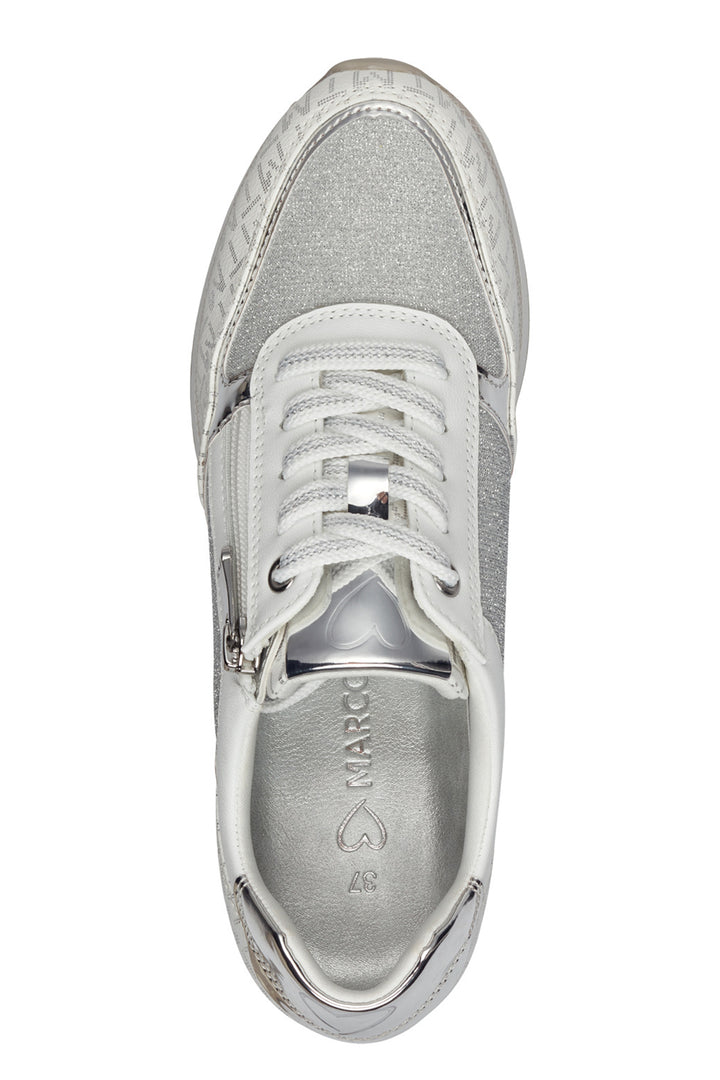 Marco Tozzi White Silver Vegan Trainers 23713 - Experience Boutique