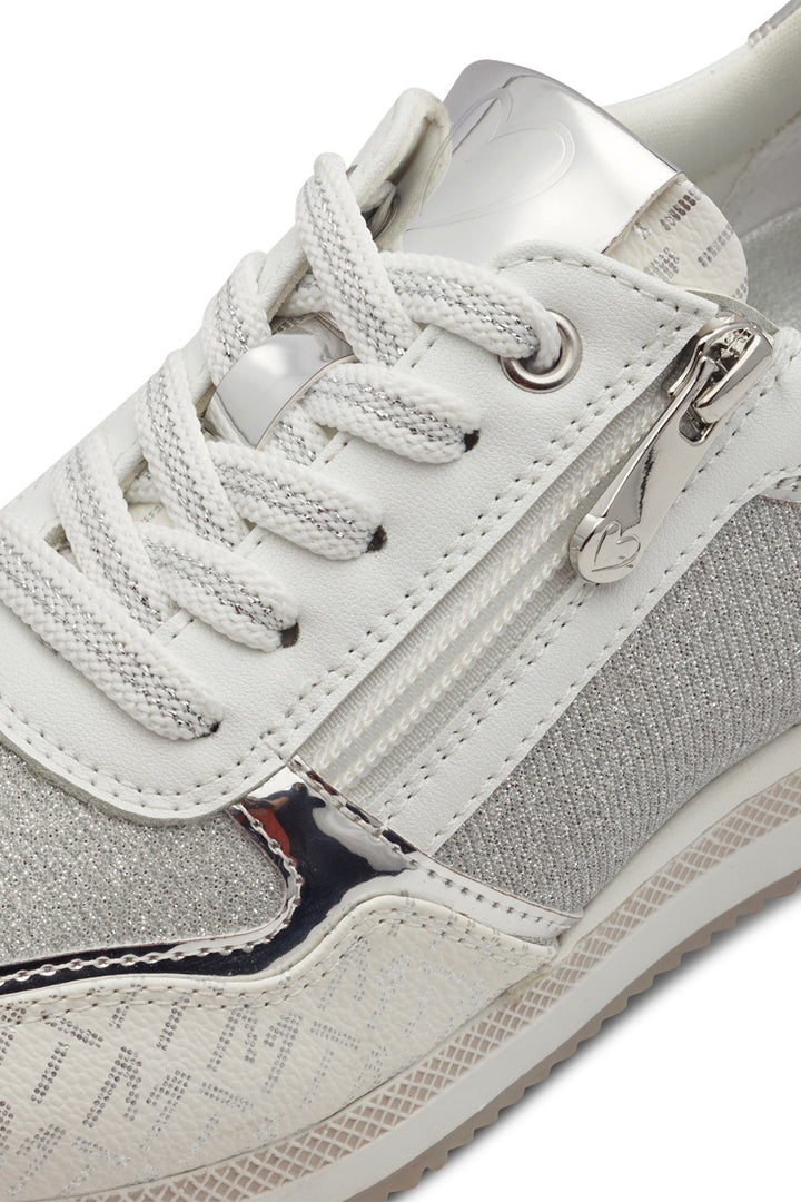 Marco Tozzi White Silver Vegan Trainers 23713 - Experience Boutique