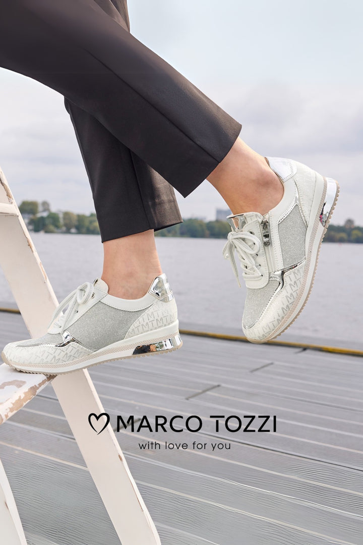 Marco Tozzi White Silver Vegan Trainers 23713