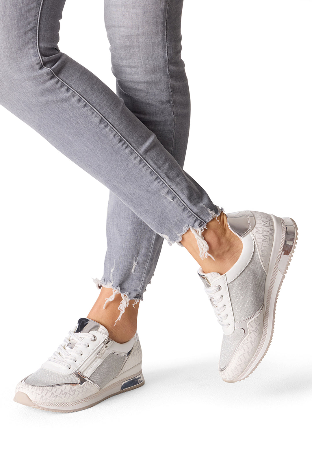 Marco Tozzi White Silver Vegan Trainers 23713 - Experience Boutique