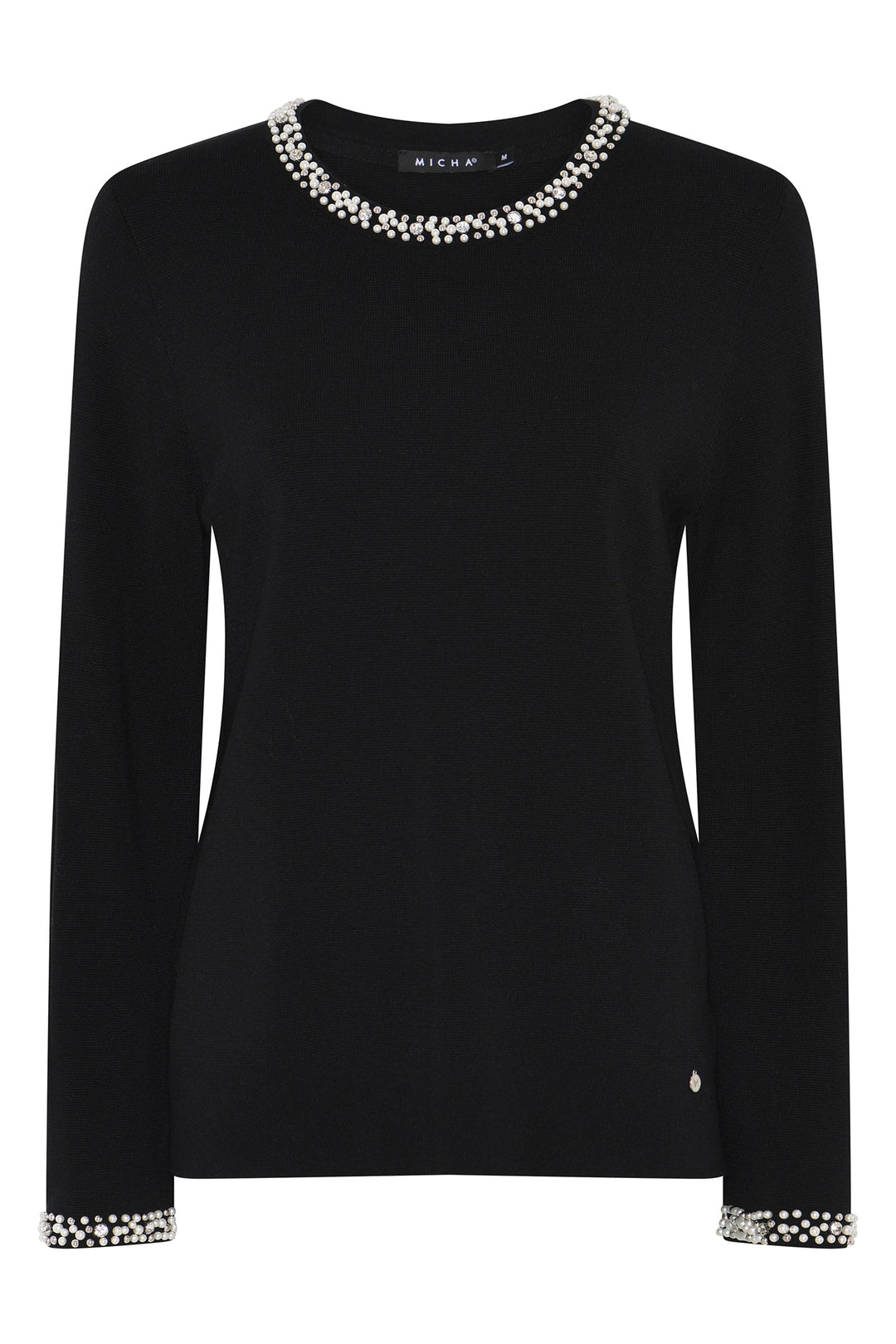 Micha Black Faux Pearl and Crystal Embellished Jumper 183-185 99, front view