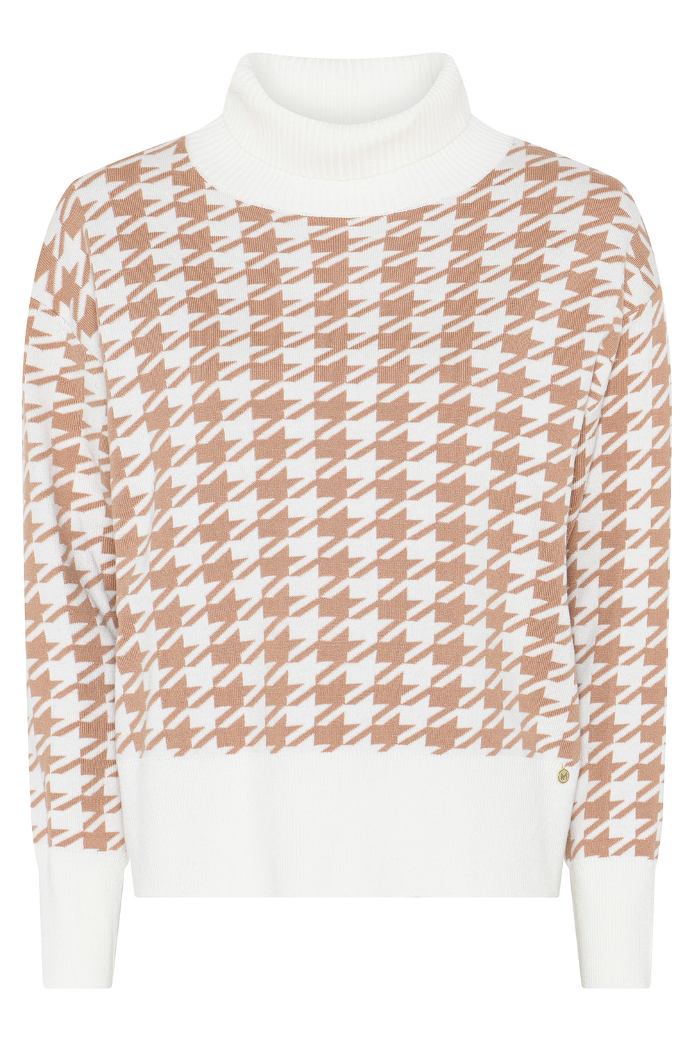 Micha Camel Houndstooth Roll-Neck Jumper 183-140 47462