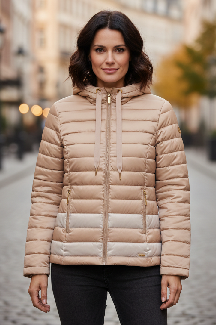 Micha Camel Quilted Hooded Puffer Jacket 144-292 45063
