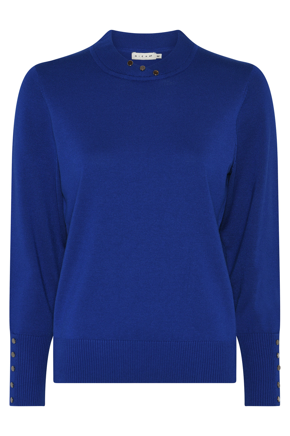 Micha Cobalt Blue Stud Button Crew Neck Jumper 126-163 5311