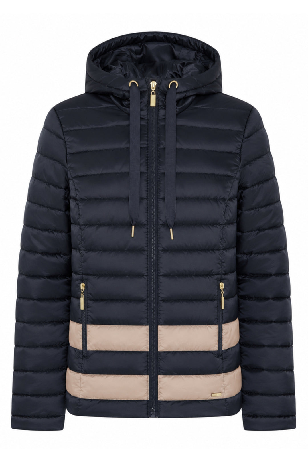 Micha Navy Quilted Hooded Puffer Jacket 144-292 57611, front view