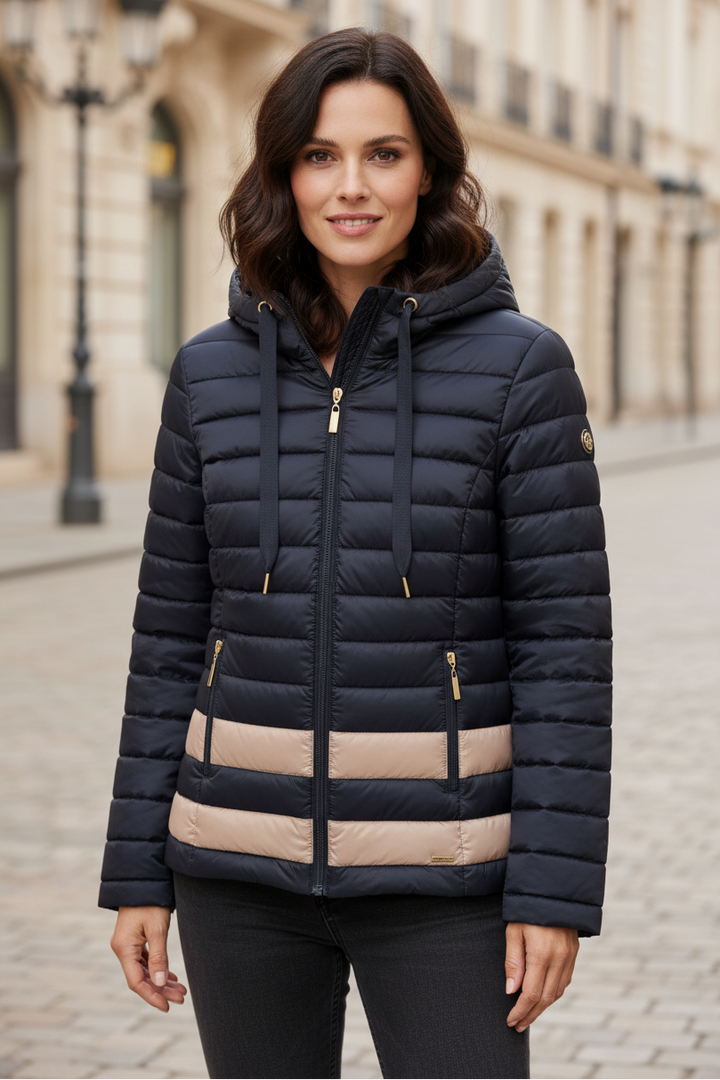 Micha Navy Quilted Hooded Puffer Jacket 144-292 57611