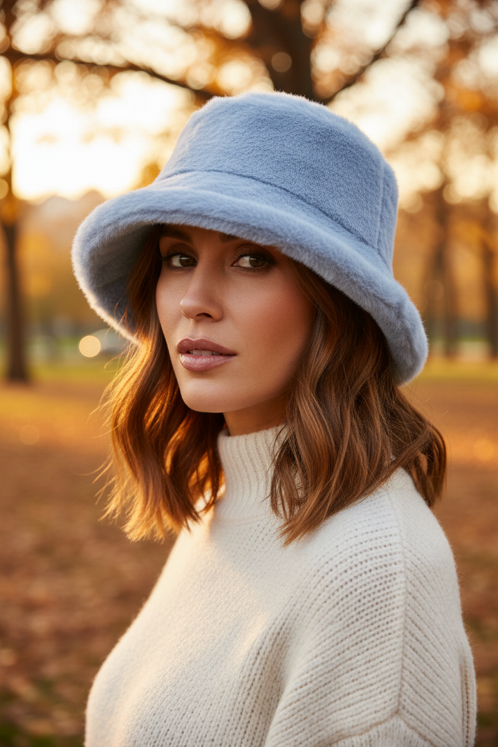 Micha Powder Blue Faux Fur Bucket Hat 104-588 5415