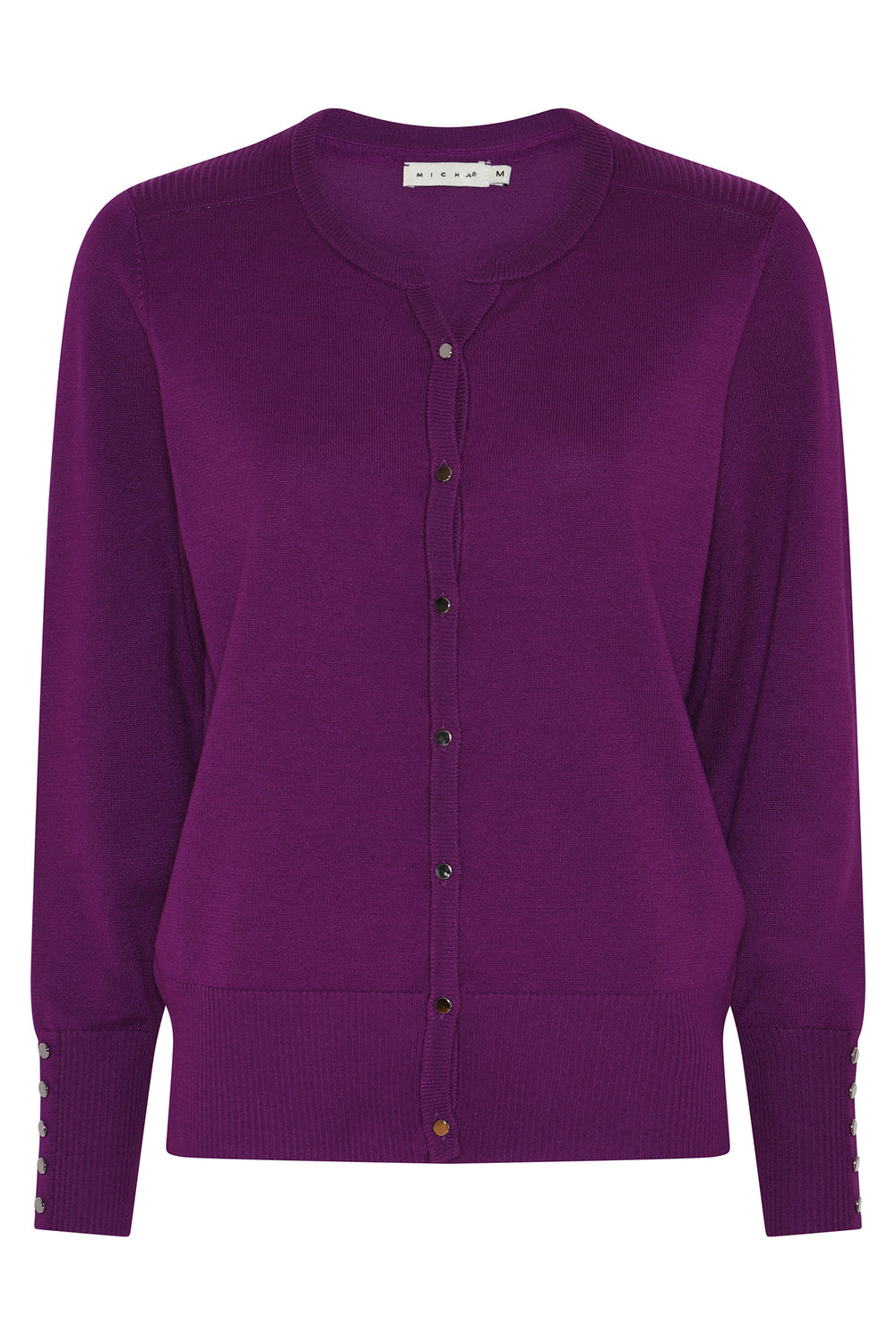 Micha Purple Button-Front Crew Neck Cardigan 114-205 5385