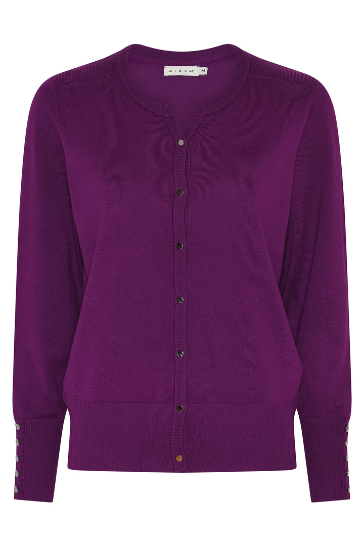Micha Purple Button-Front Crew Neck Cardigan 114-205 5385