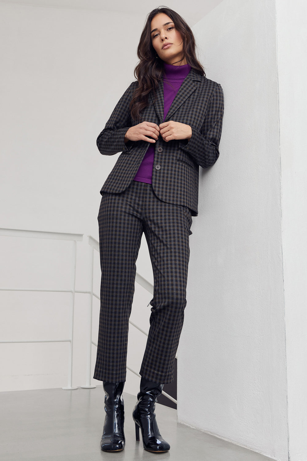 Micha Purple Roll-Neck Jumper 176-104 5385, styled full length
