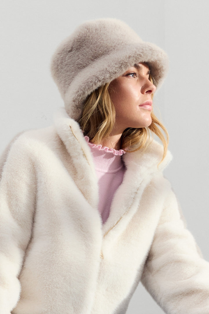 Micha Taupe Faux Fur Bucket Hat 104-588 4356