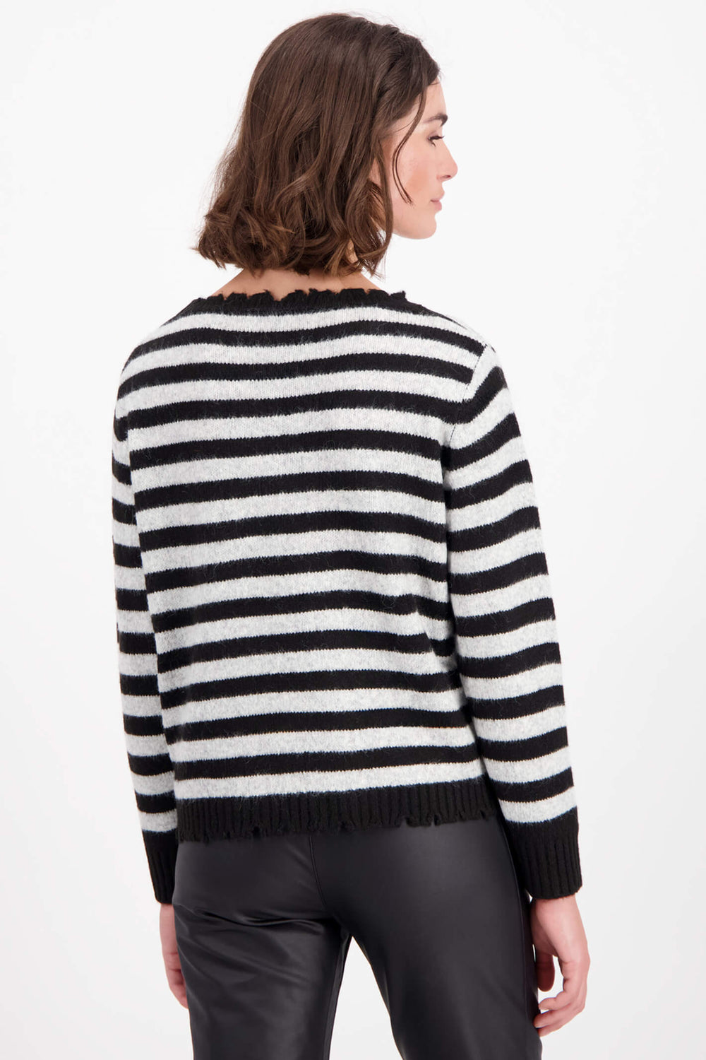 Monari 807041 Black & White Stripe Motif Detail Jumper - Experience Boutique