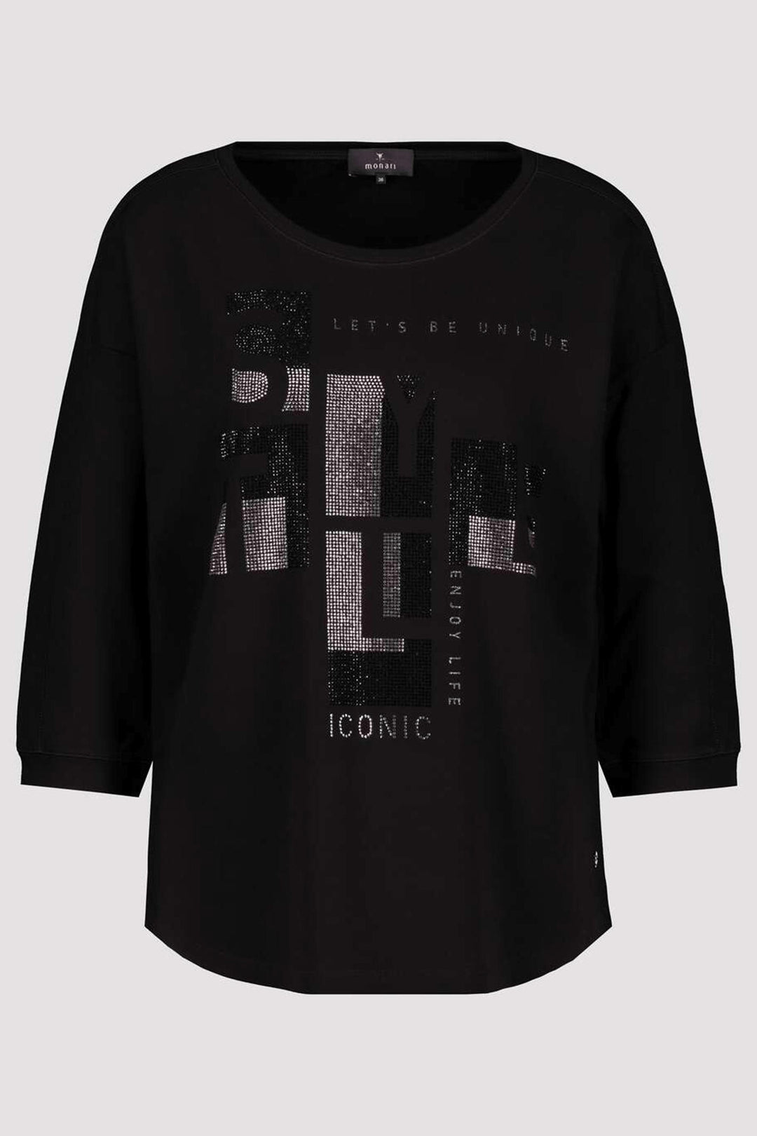 Monari 807172 Black Metallic Motif Top - Experience Boutique