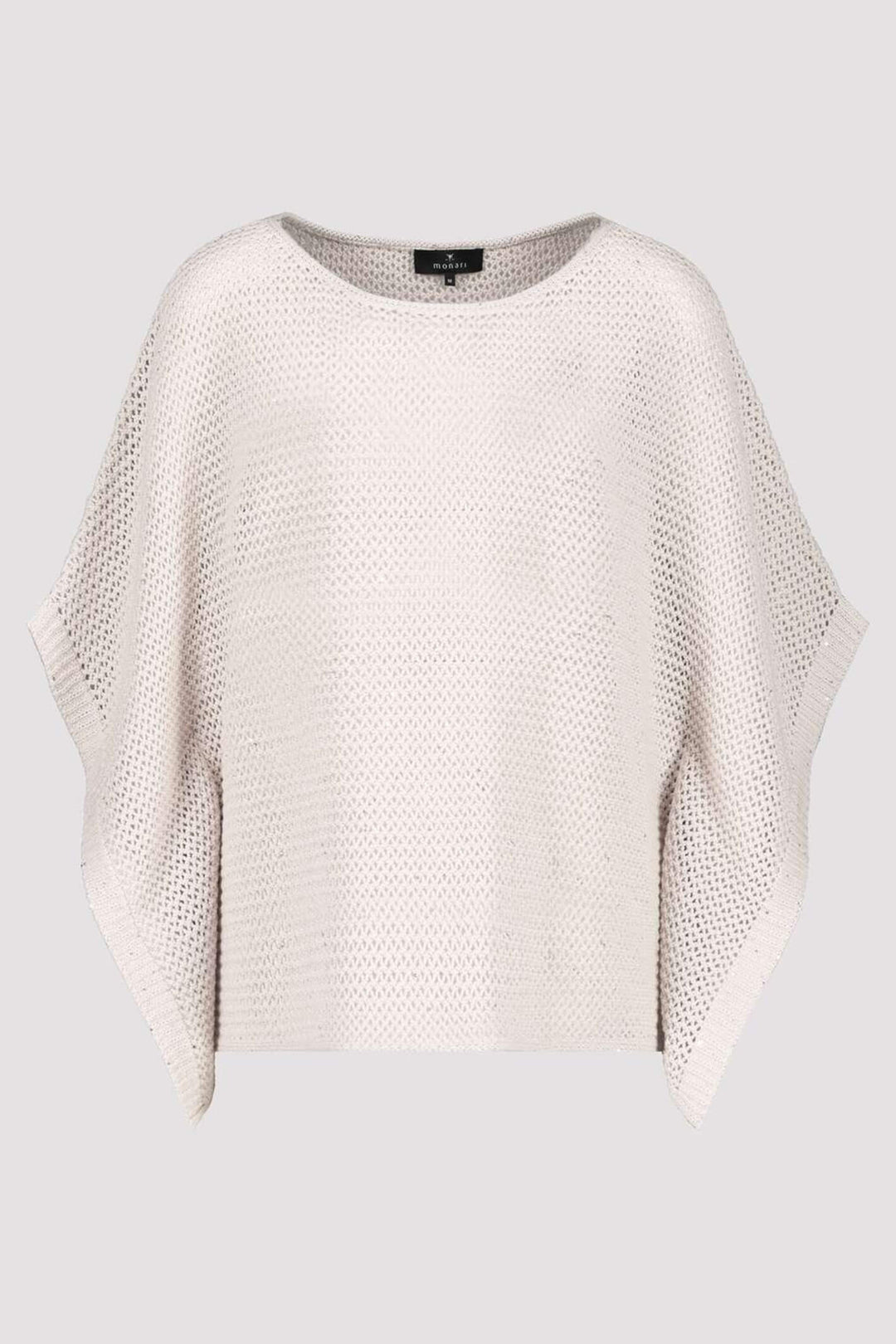 Monari 807271 Cream Knitted Openwork Poncho Jumper - Experience Boutique