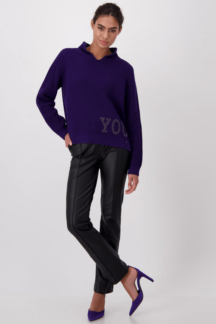 Monari 807279 Purple Pineapple Knit Jumper - Experience Boutique
