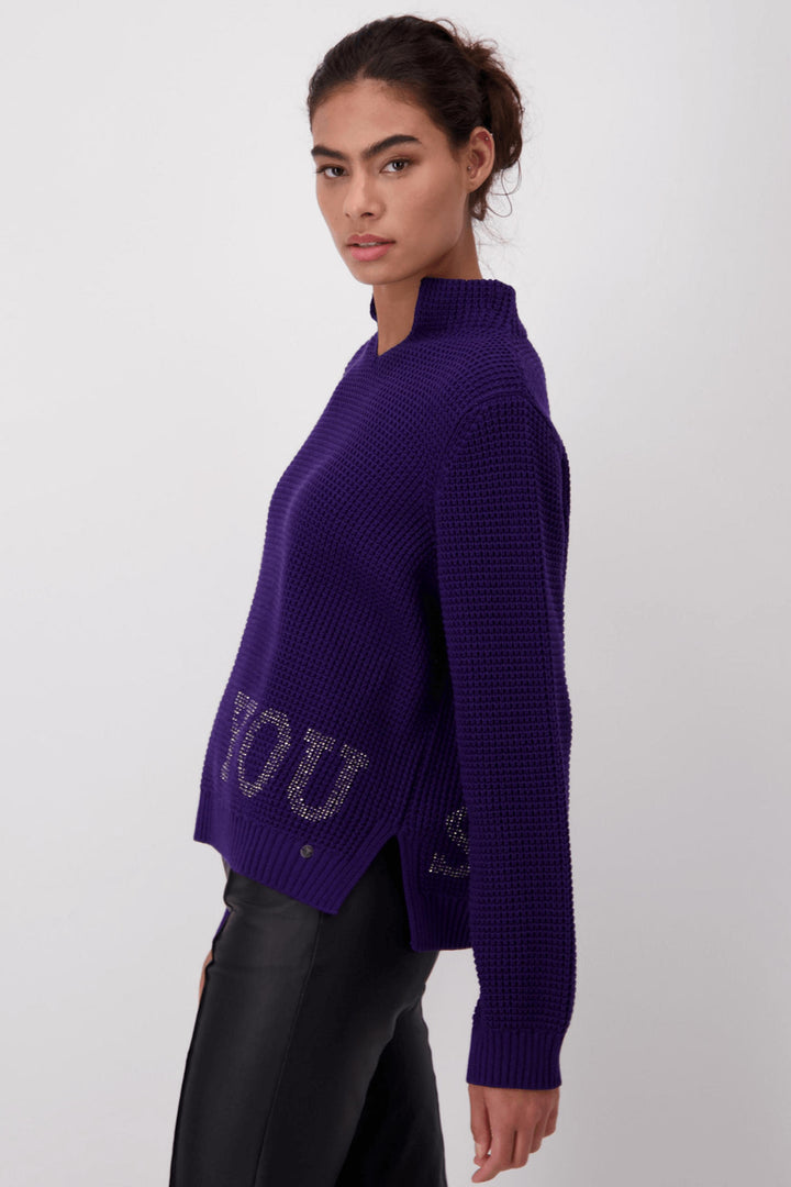 Monari 807279 Purple Pineapple Knit Jumper - Experience Boutique