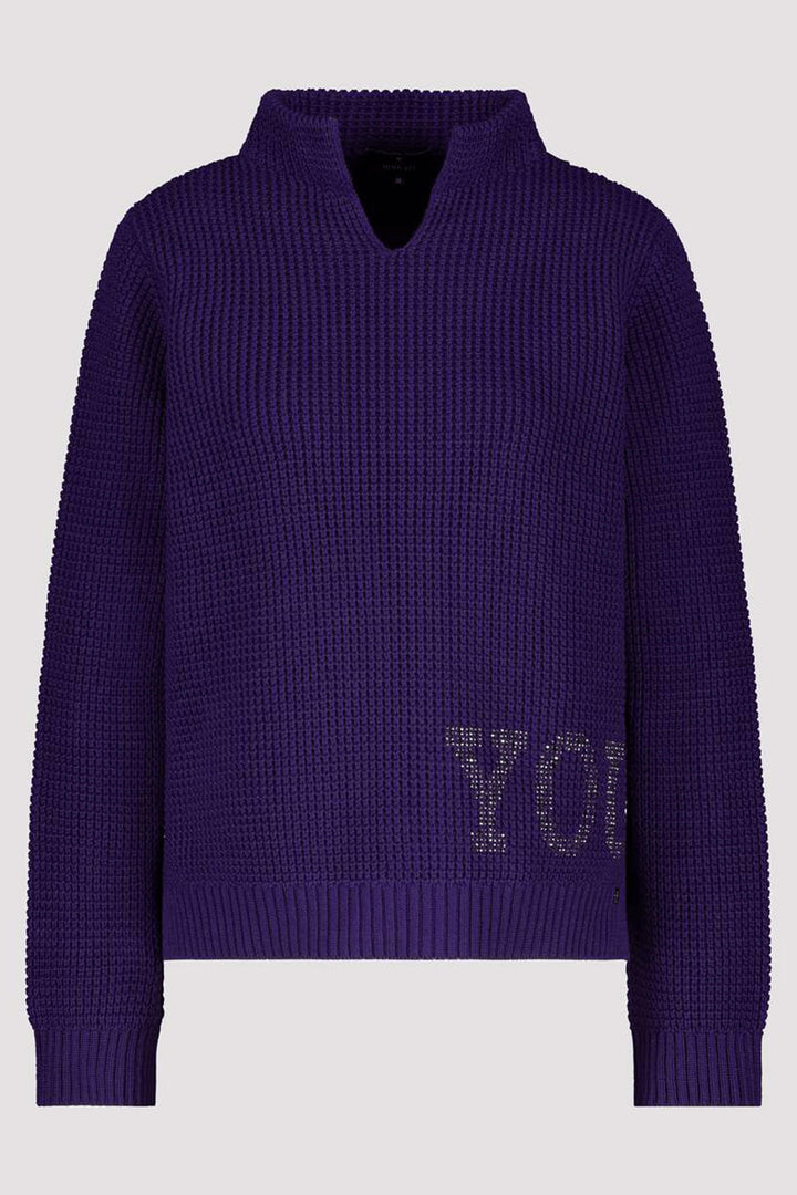 Monari 807279 Purple Pineapple Knit Jumper - Experience Boutique
