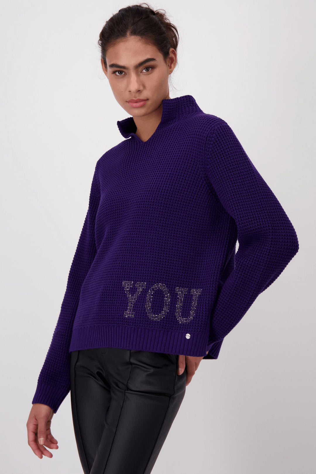 Monari 807279 Purple Pineapple Knit Jumper - Experience Boutique