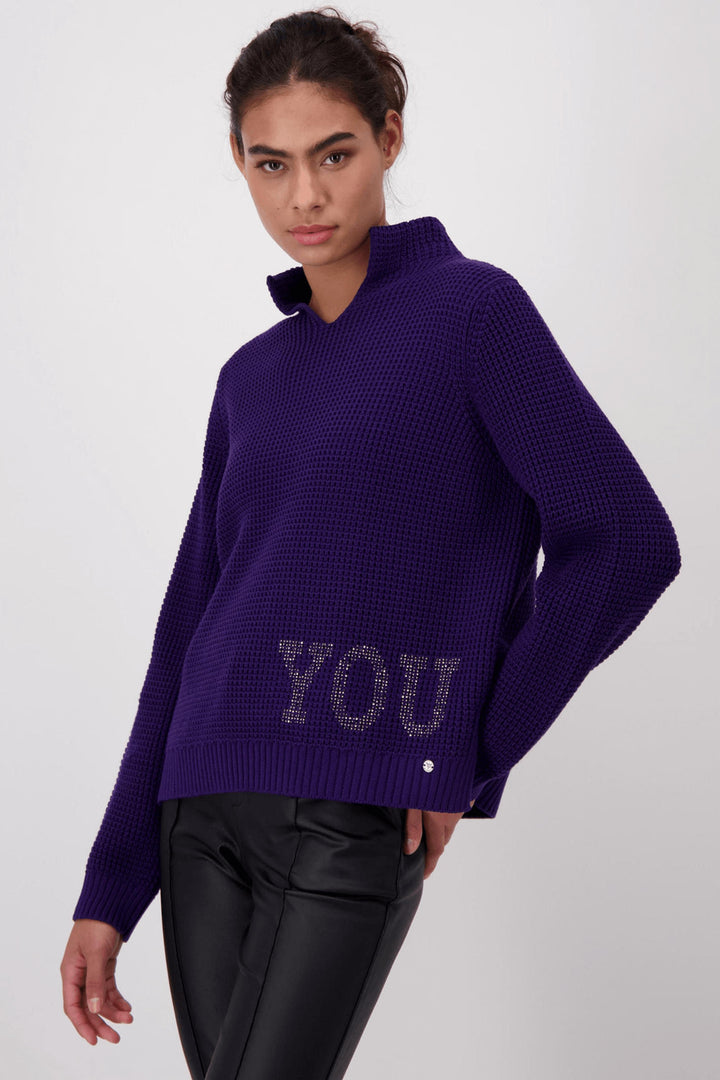 Monari 807279 Purple Pineapple Knit Jumper - Experience Boutique