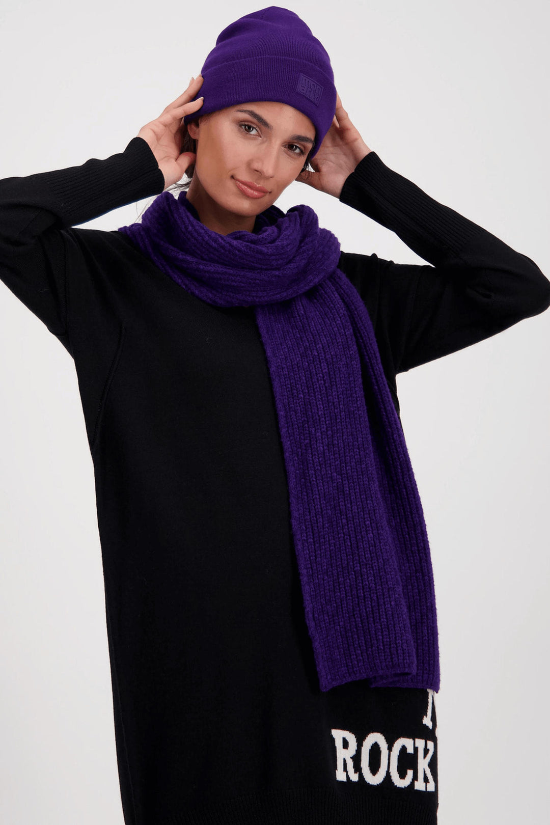 Monari 807295 Ink Purple Chunky Knit Scarf - Experience Boutique