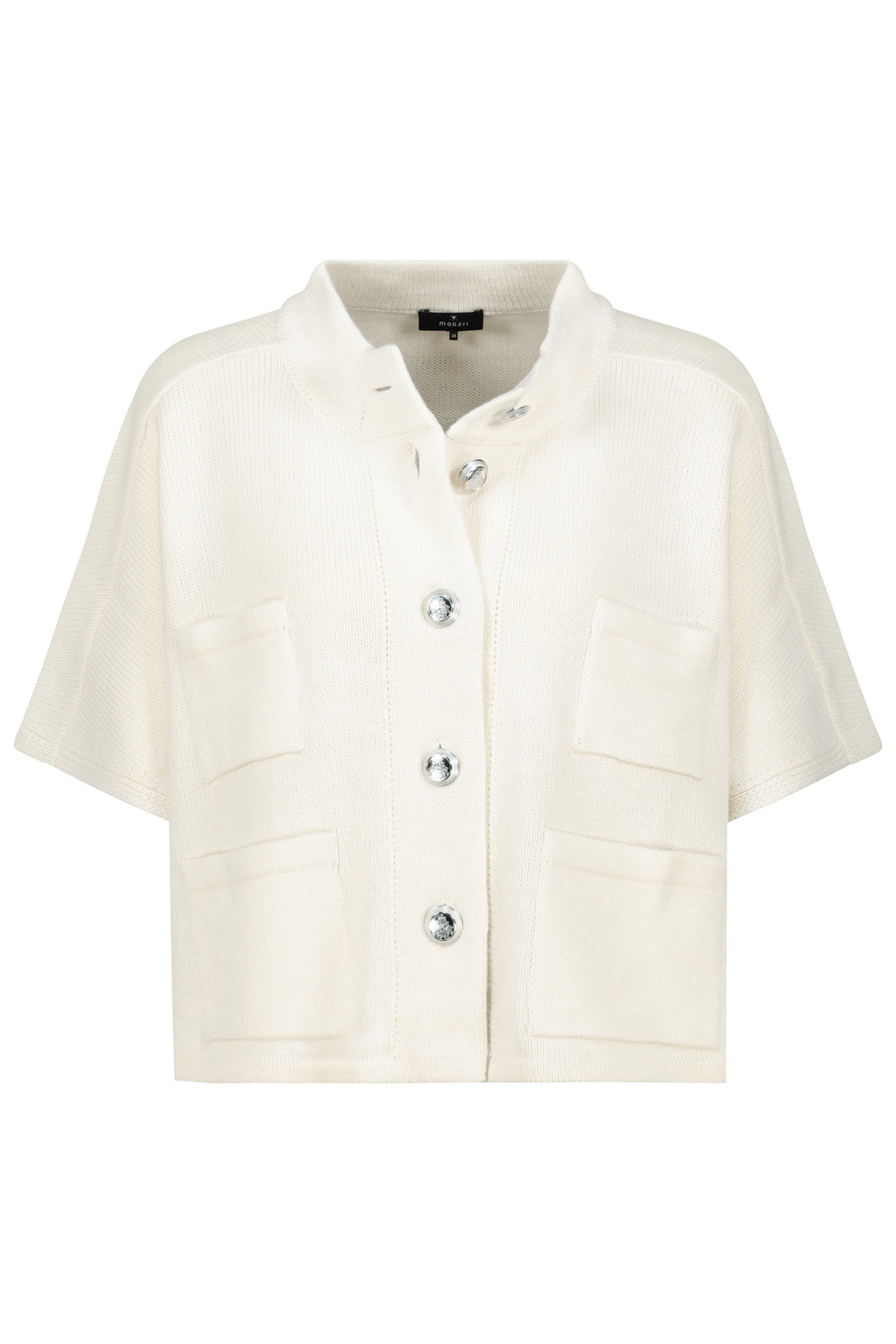 Short-sleeve cream blouse with buttons on a white background