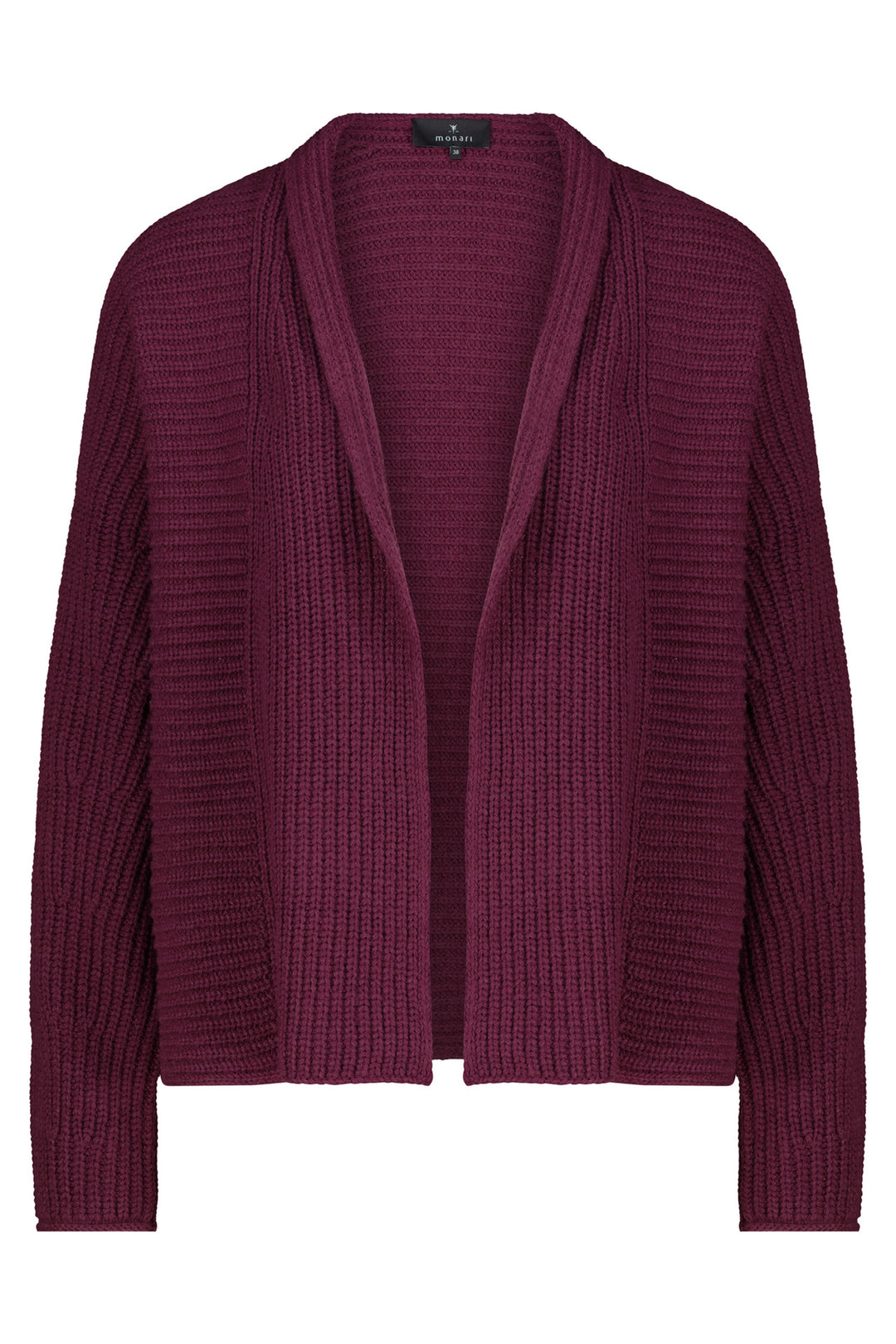 Maroon ribbed cardigan on a white background