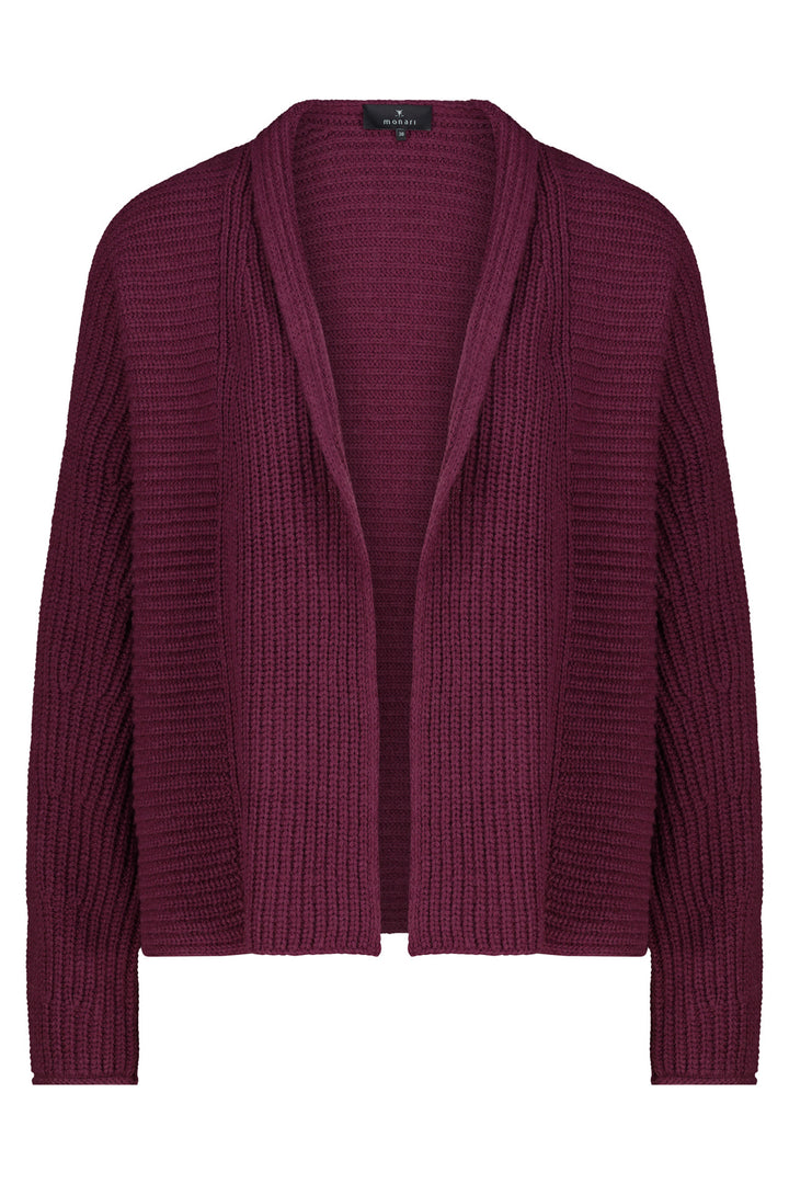 Maroon ribbed cardigan on a white background