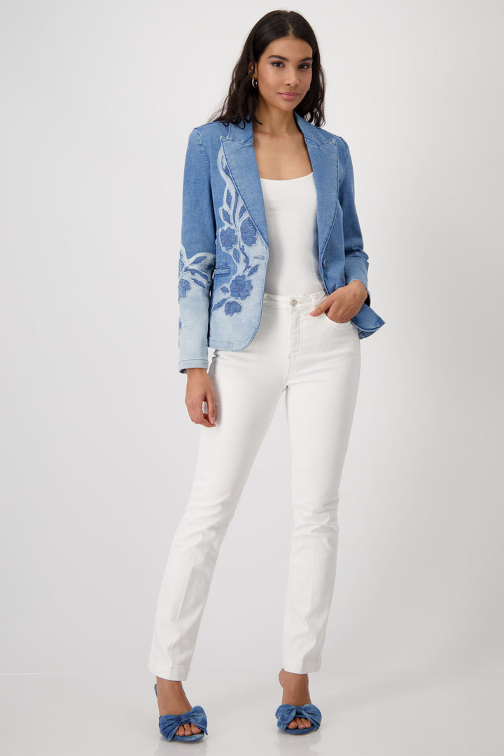 Monari Blue Denim 2 Tone Blazer Jacket 409495 - Experience Boutique