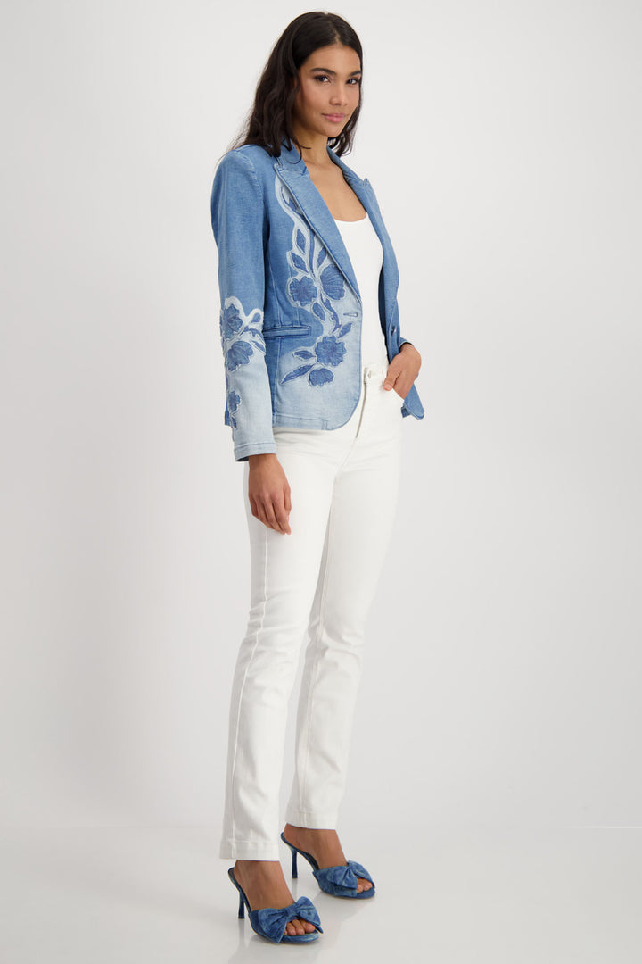 Monari Blue Denim 2 Tone Blazer Jacket 409495 - Experience Boutique