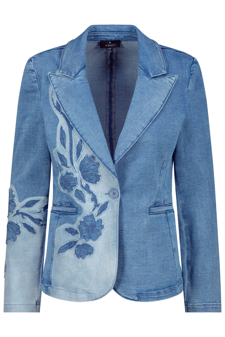 Monari Blue Denim 2 Tone Blazer Jacket 409495 - Experience Boutique