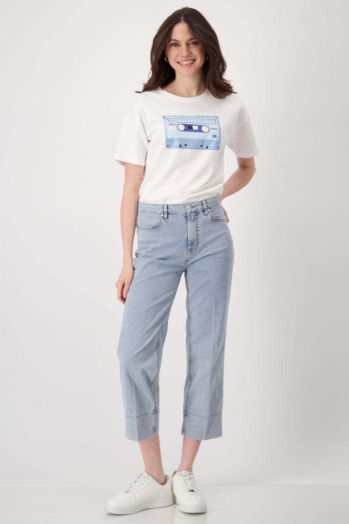 Monari Blue Denim Cropped Jeans 409496 - Experience Boutique