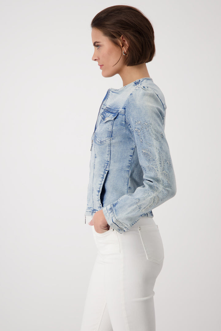 Monari Blue Denim Zip Front Jeans Jacket 409401 - Experience Boutique