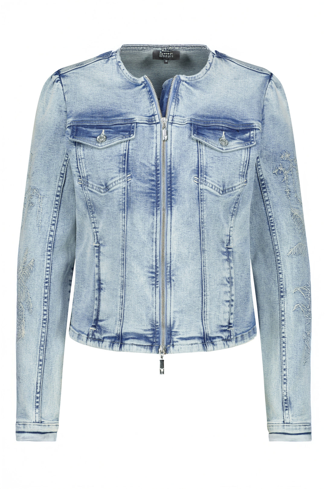 Monari Blue Denim Zip Front Jeans Jacket 409401 - Experience Boutique