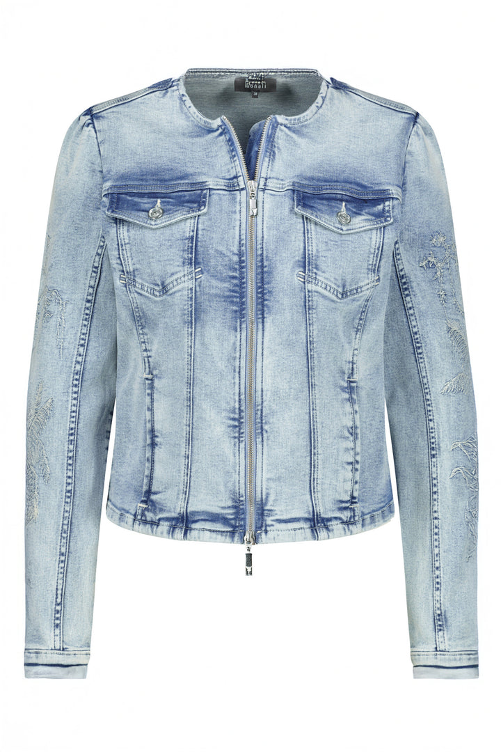 Monari Blue Denim Zip Front Jeans Jacket 409401 - Experience Boutique