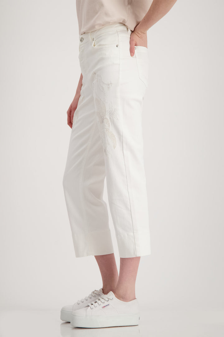 Monari Off White Denim Cullotte Trousers 409066 - Experience Boutique
