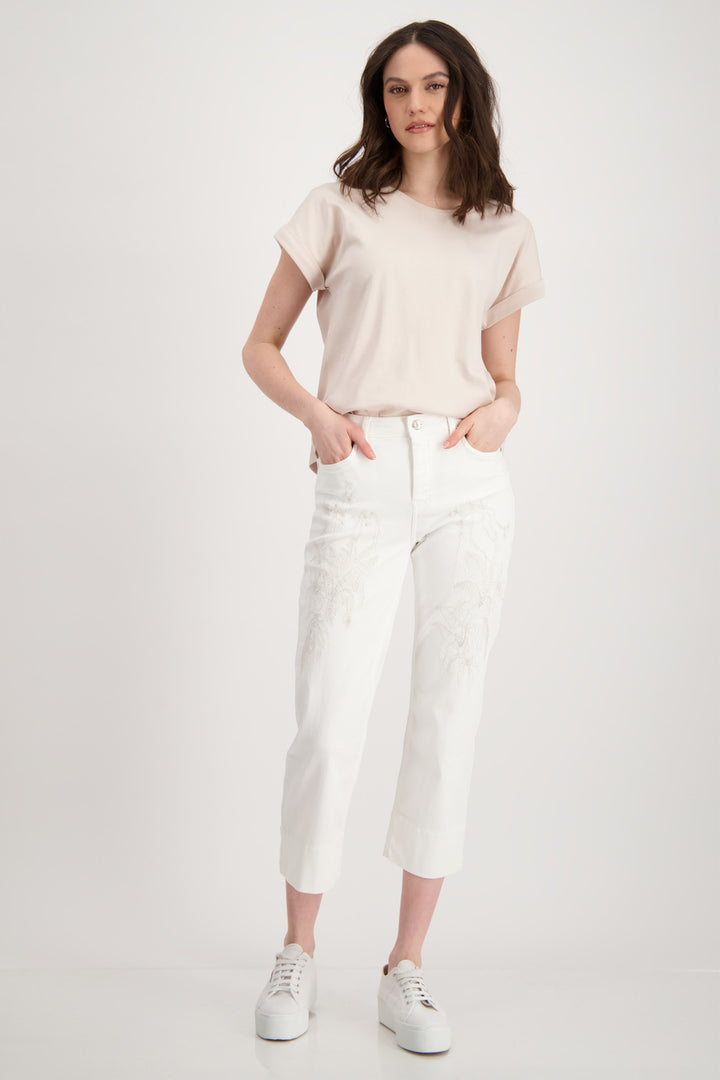 Monari Off White Denim Cullotte Trousers 409066 - Experience Boutique