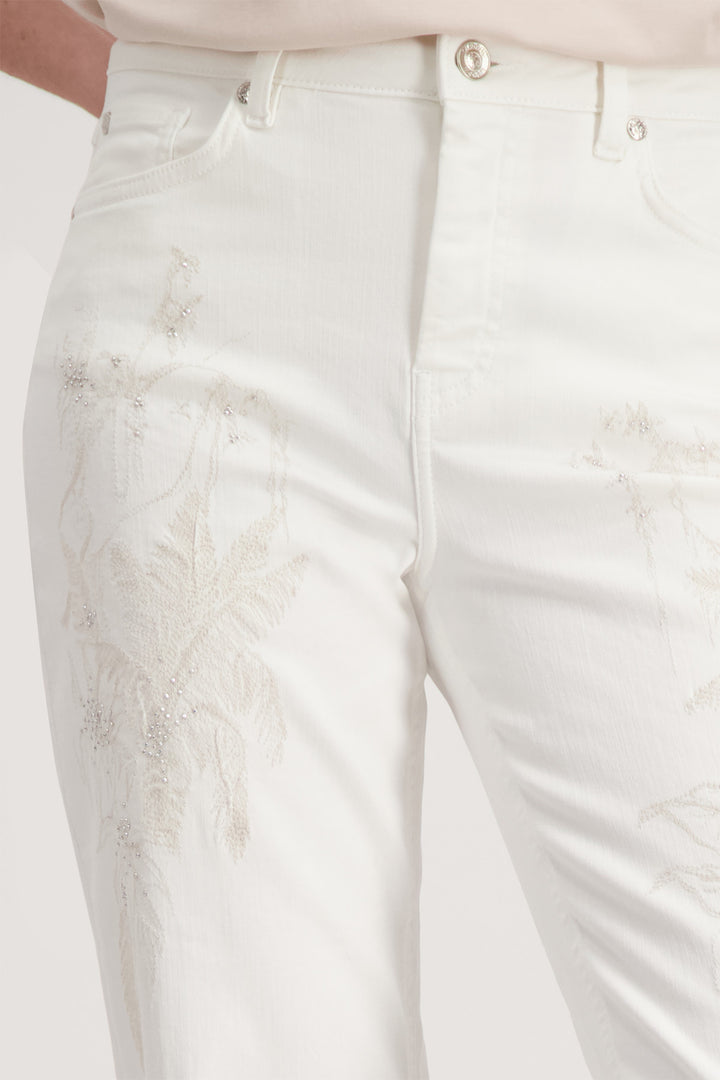 Monari Off White Denim Cullotte Trousers 409066 - Experience Boutique