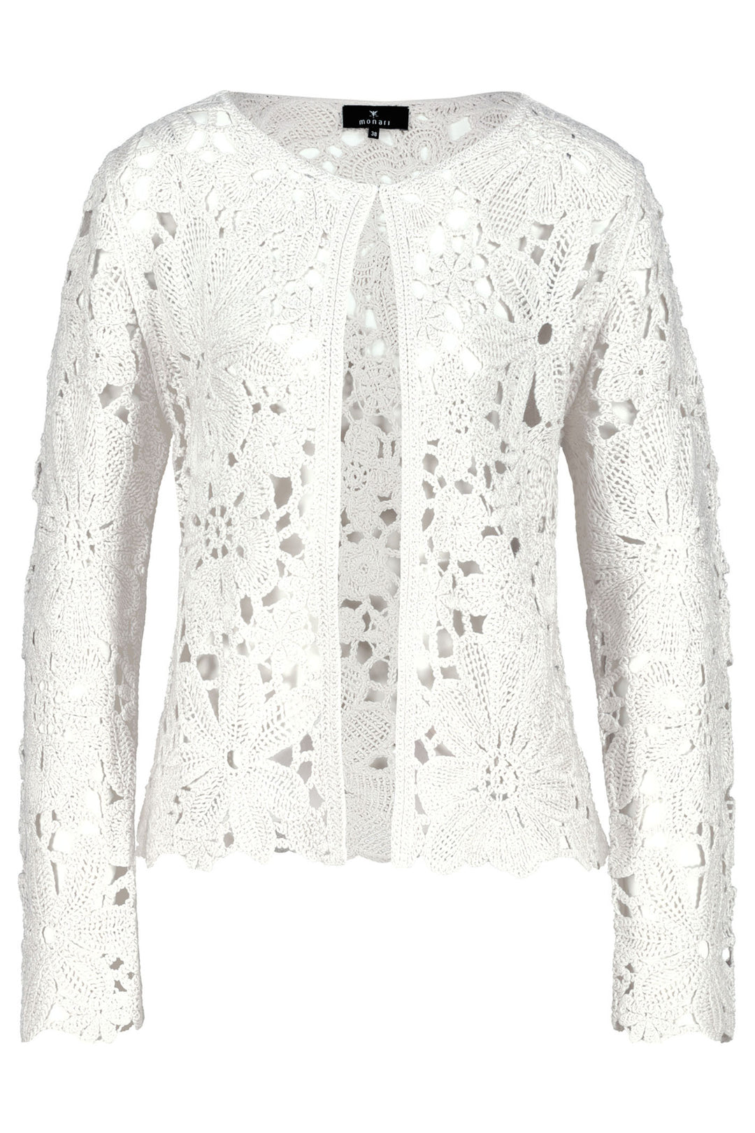Monari Off White Rounded Neckline Lace Jacket 409471 - Experience Boutique