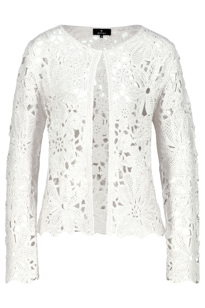 Monari Off White Rounded Neckline Lace Jacket 409471 - Experience Boutique