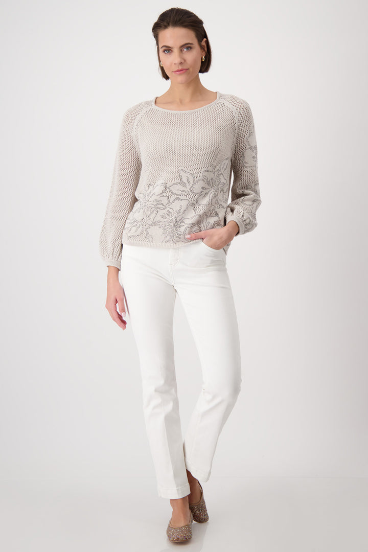 Monari Warm Sand Embellished Jumper 409265 - Experience Boutique