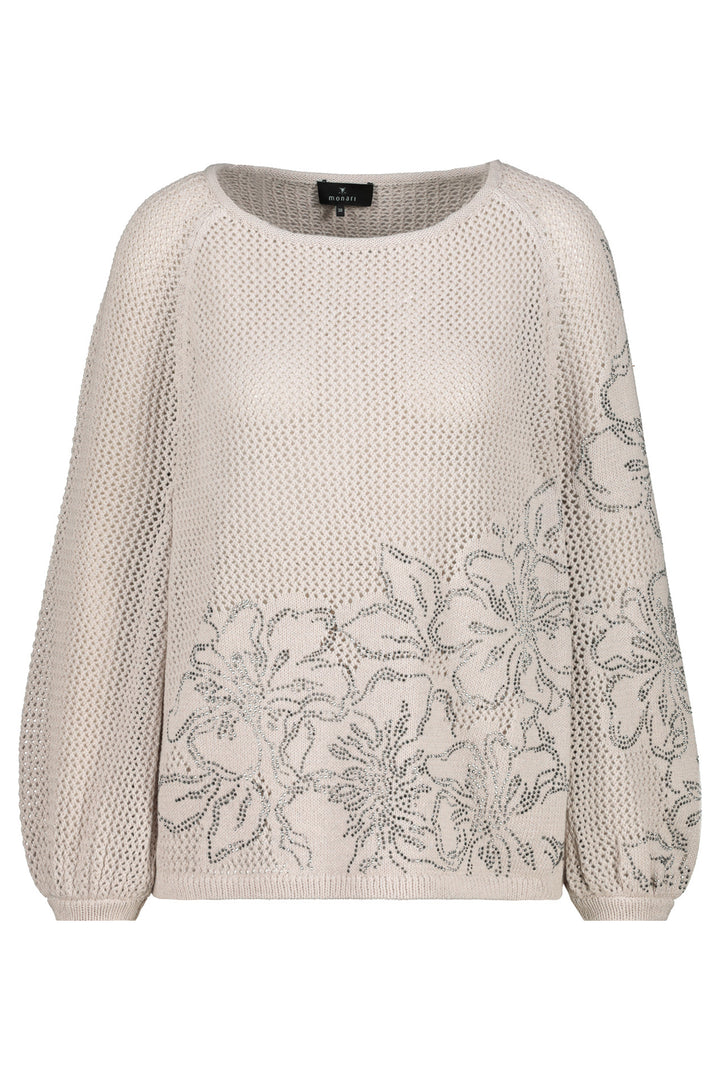 Monari Warm Sand Embellished Jumper 409265 - Experience Boutique