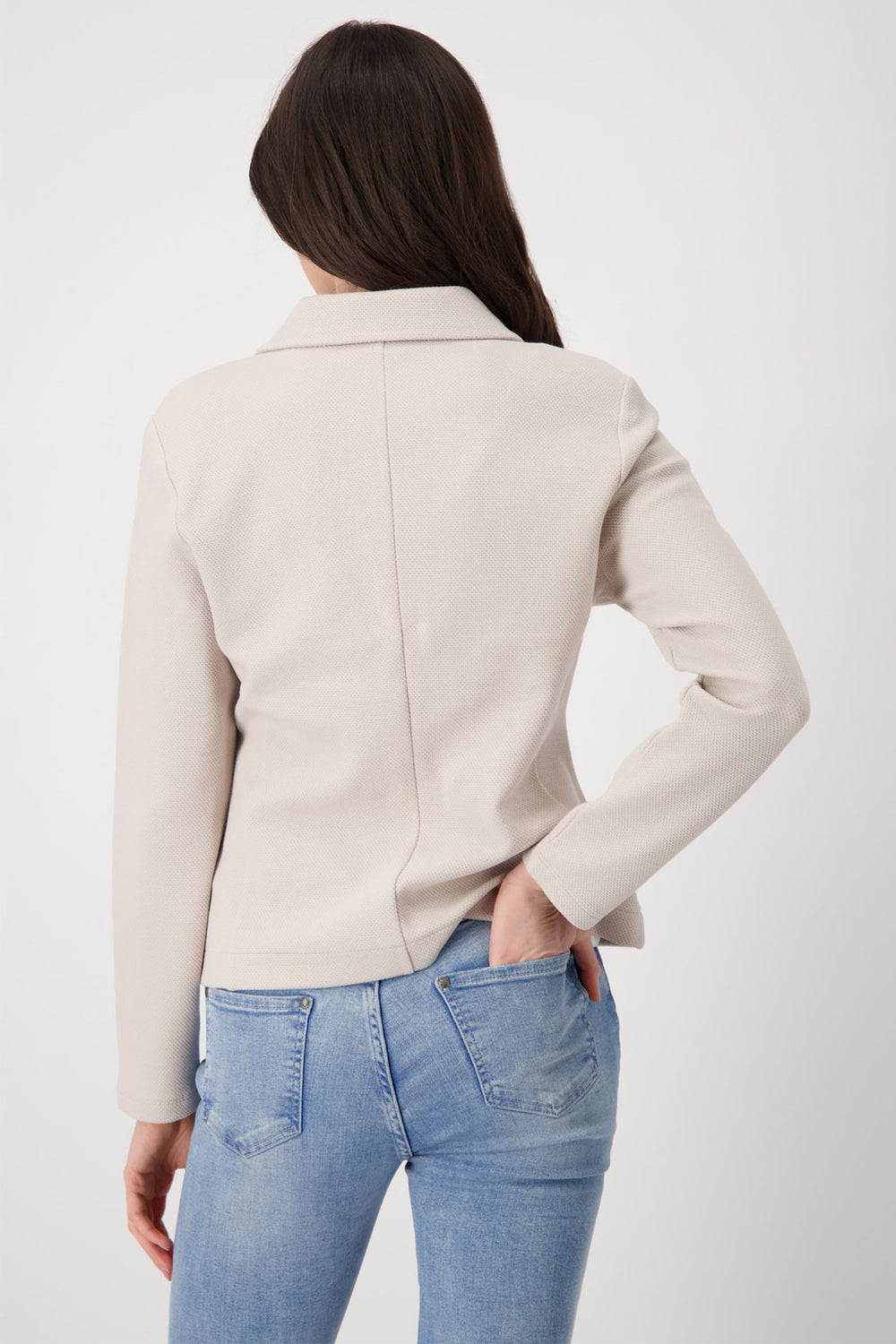 Monari Warm Sand Jersey Lapel Collar Blazer Jacket 409518 - Experience Boutique