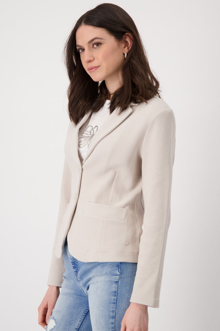 Monari Warm Sand Jersey Lapel Collar Blazer Jacket 409518 - Experience Boutique