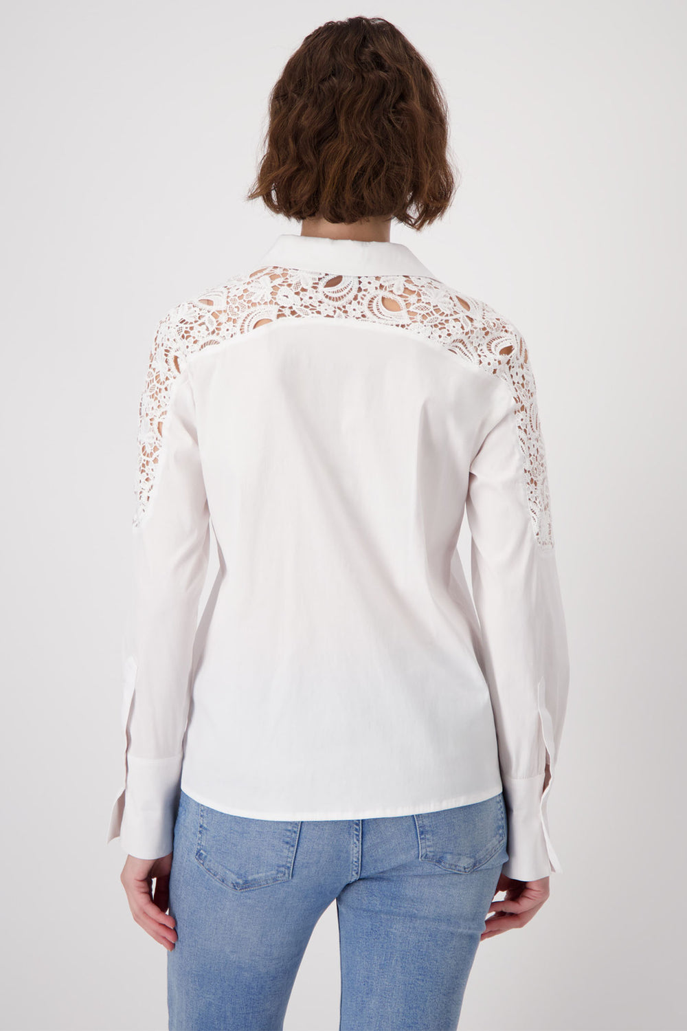 Monari White Cotton Lace Shoulder Shirt 409400 - Experience Boutique