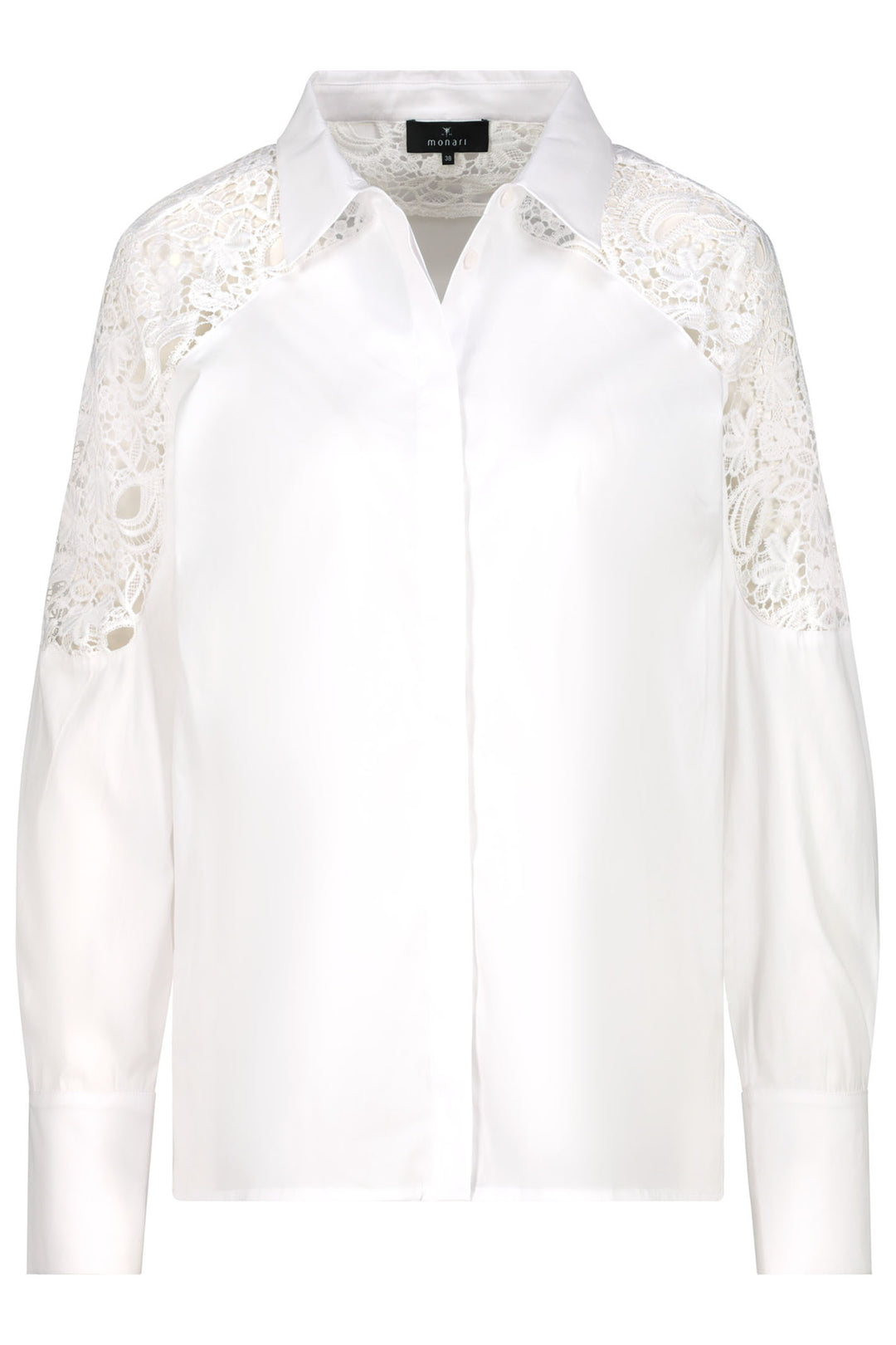 Monari White Cotton Lace Shoulder Shirt 409400 - Experience Boutique
