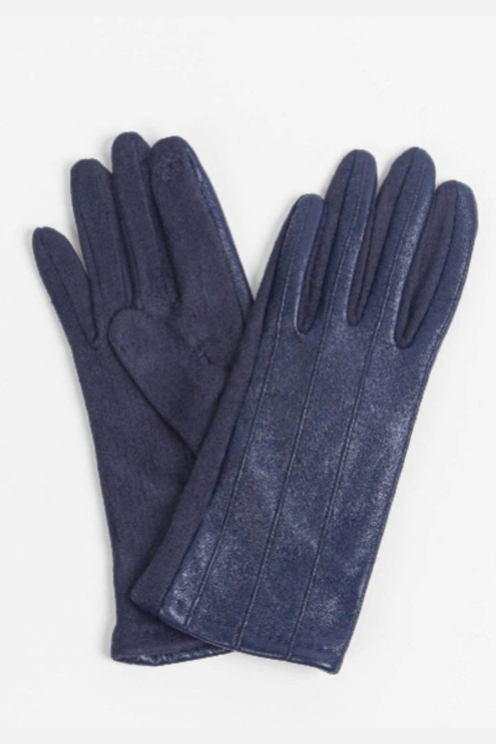 Navy Vertical Stitch Touch Screen Gloves