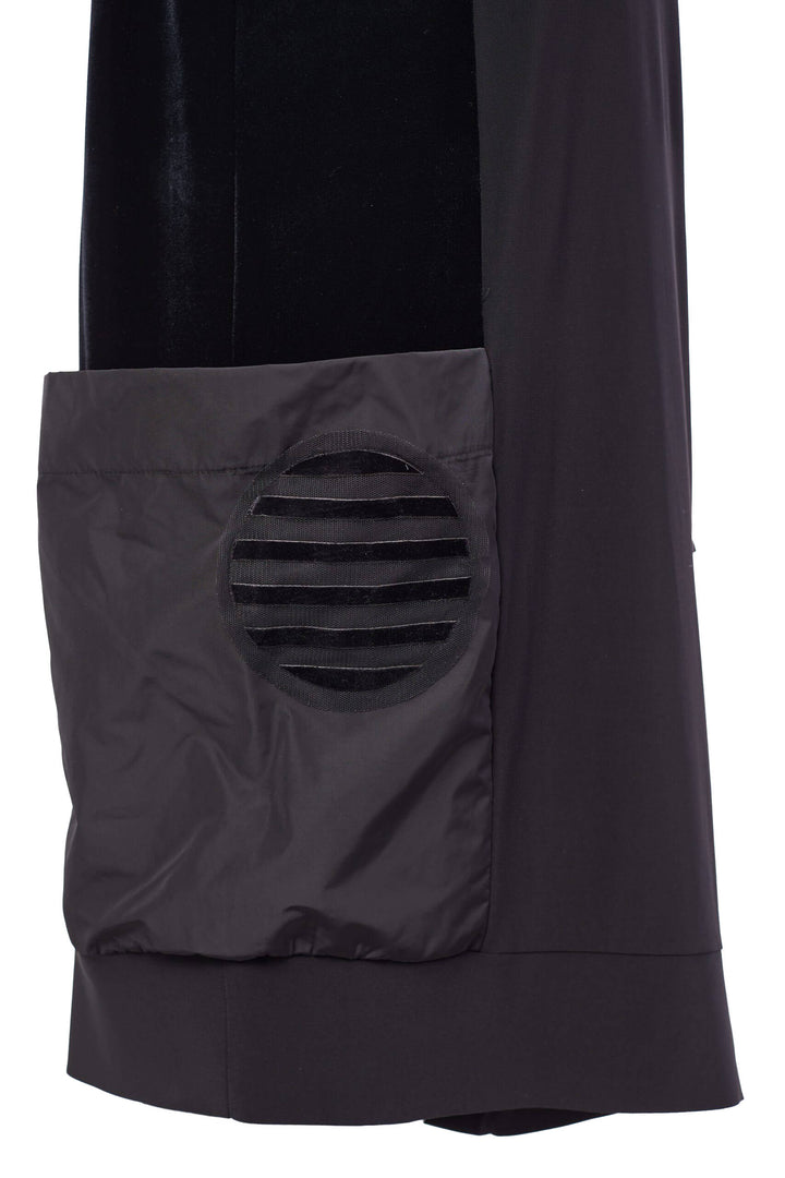 Naya NAW23 119 Black Jersey & Velour Zip Neck Dress With Sleeves - Experience Boutique