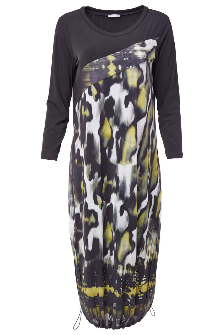 Naya NAW23 163 Black & Green Abstract Animal Print Dress - Experience Boutique
